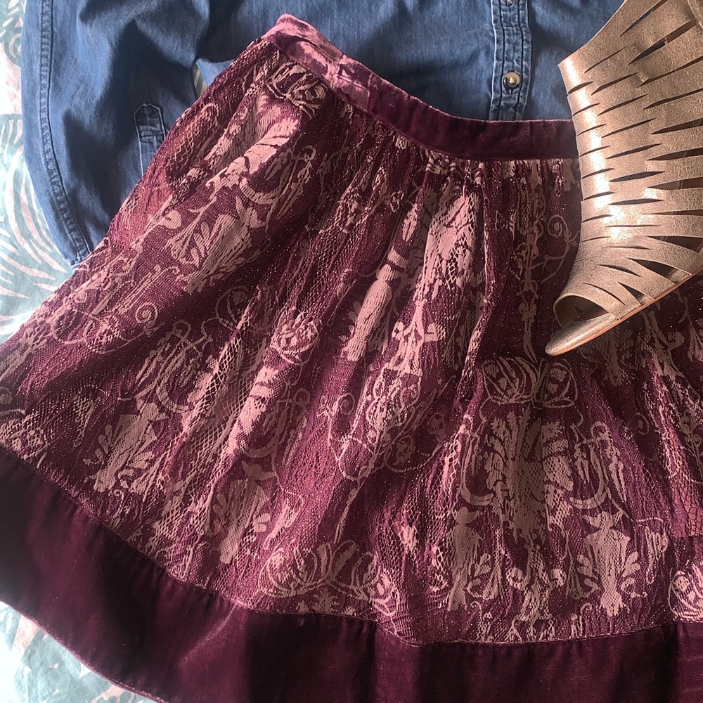 Kimchi & Blue Velvet Trim Skirt